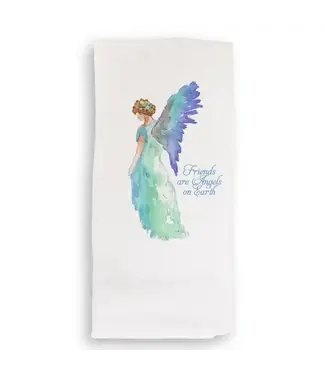 Blue Heavenly Angel with Friends Quote Tea Towel