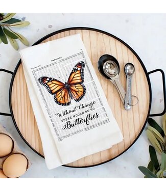 Vintage Monarch Butterfly Quote Tea Towel