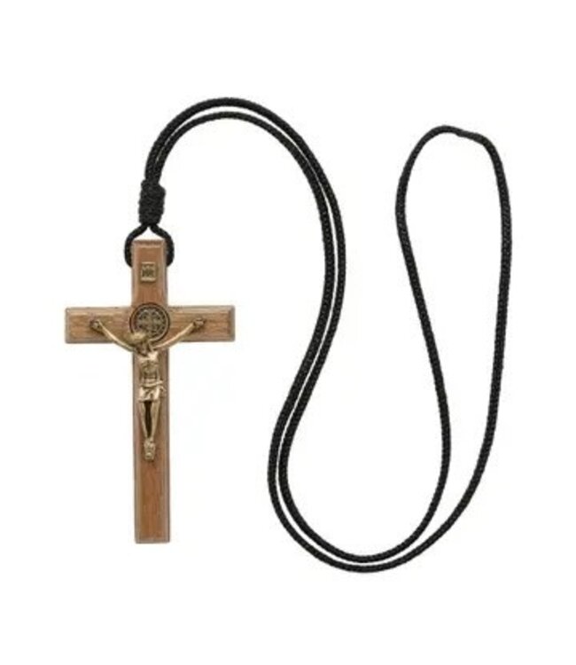 Necklace - St. Benedict Wooden Crucifix   3.5"