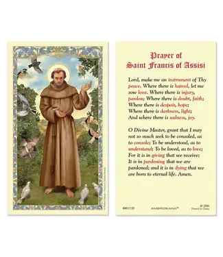 St. Francis of Assisi Laminated Prayer  Card