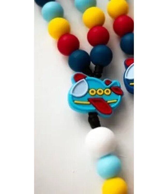 Airplane Baby Rosary - Light Blue Airplane