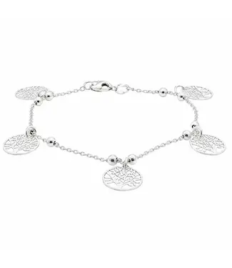 Italian Sterling Silver Tree of Life Charm Beaded Bracelet