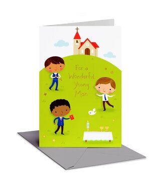 First Communion Card For A Young Man – Illustrated Faith