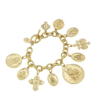 Gold Saints Charm Bracelet