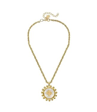 Mother of Pearl Jerusalem Necklace On Gold Chain