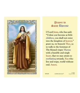 St Therese Prayer Card