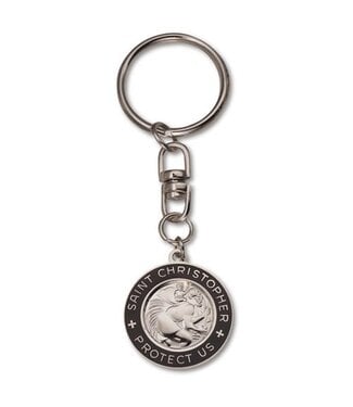 Key Ring-St.Chris-Silver/Black