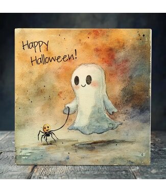 Adorable Ghost & Spider Porcelain Tile w/Stand