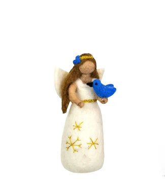 Bluebird Happiness Angel Ornament