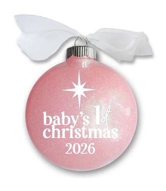 Baby's 1st Christmas Ornament – Glitter Keepsake Pink