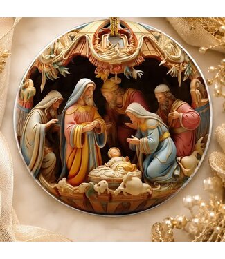 Christmas Nativity Flat Disc Ornament