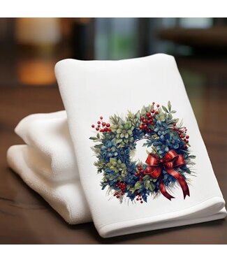 Holiday Fingertip Towel with Wreath Decor For Christmas