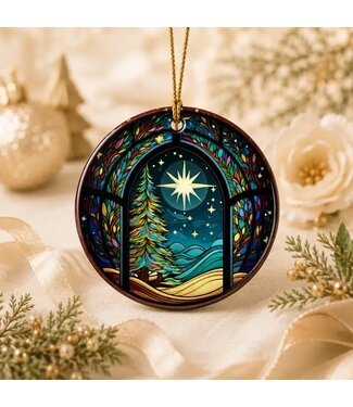 Winter Night Christmas Ceramic Ornament