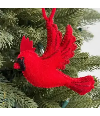 Cardinal Embroidered Wool Christmas Ornament