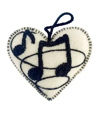 Music Note Embroidered Heart Ornament