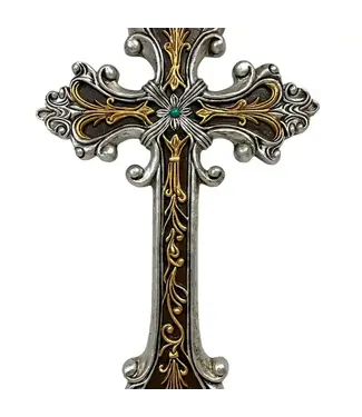 Filigree Scrollwork Silver & Gold Hanging Wall Cross