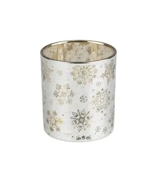 Shiny Silver Glass Tea light Holder