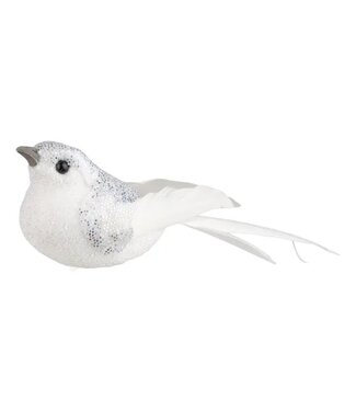 White Bird Clip w/ Feathers 4.75 in