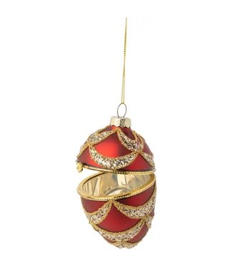 Glass Trinket Holder Ball,Matte Black/Red/Gold Orn