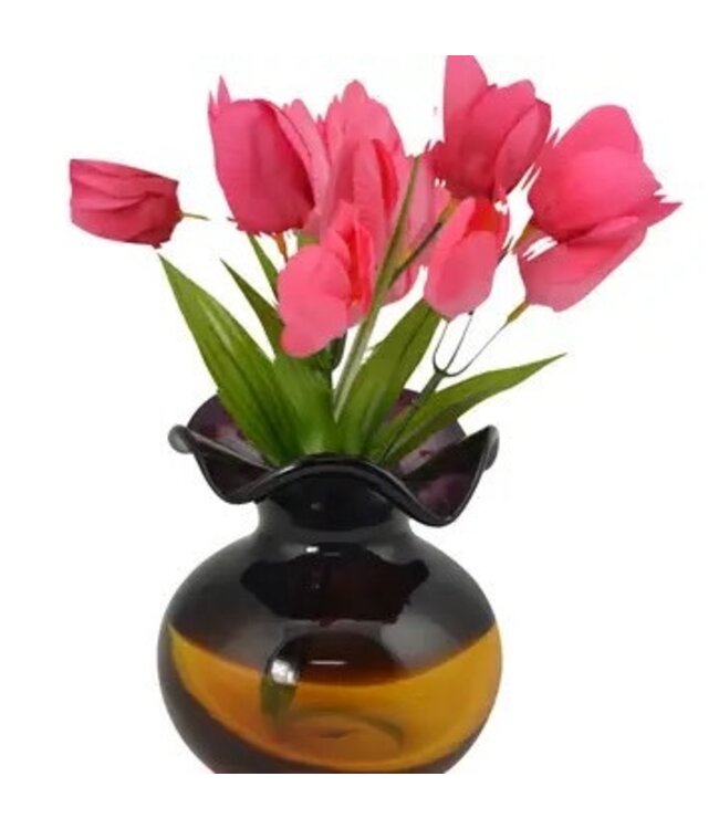 5X5 Purple & Amber Glass Vase