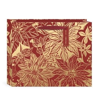 Golden Foliage Poinsettia Large Horizontal Gift Bag