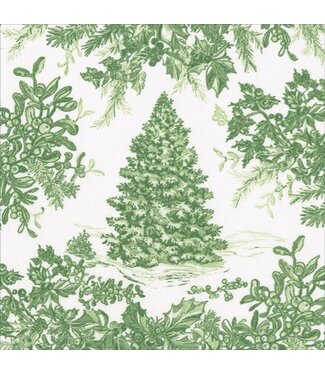Christmas Tree Toile Sage/white-Ppr Napkin Box Cocktail