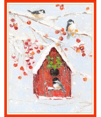 Chickadee Birdhouse Christmas Card Box