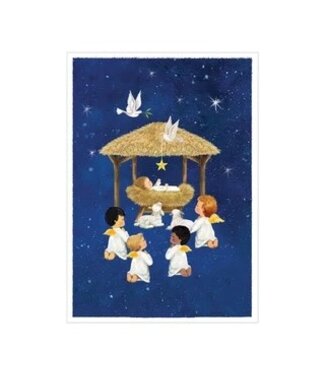 Baby Angels And Creche Christmas Card Box