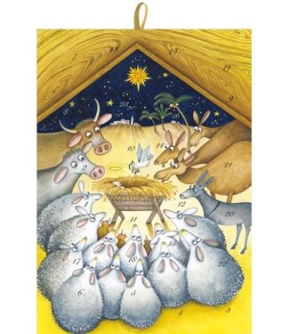 Nativity With Animals Cmas Med Flat Advent Calendar