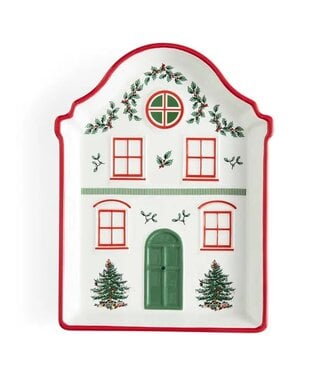 Village Tidbit Tray Red Bdr
