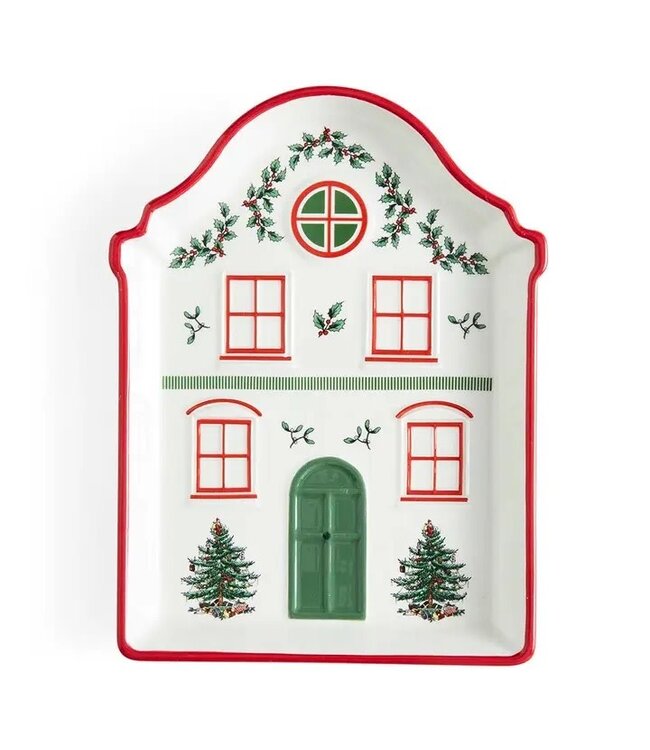 Village Tidbit Tray Red Bdr