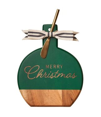 Acacia Bevel Board Green w/ Gold Spreader | Merry Christmas