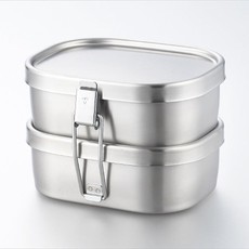 A - Stainless Steel Bento Box - 360ml x 2 Square