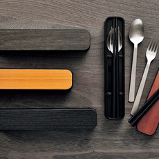 Hakoya Woodgrain Bento Box Lunch & Cutlery Set