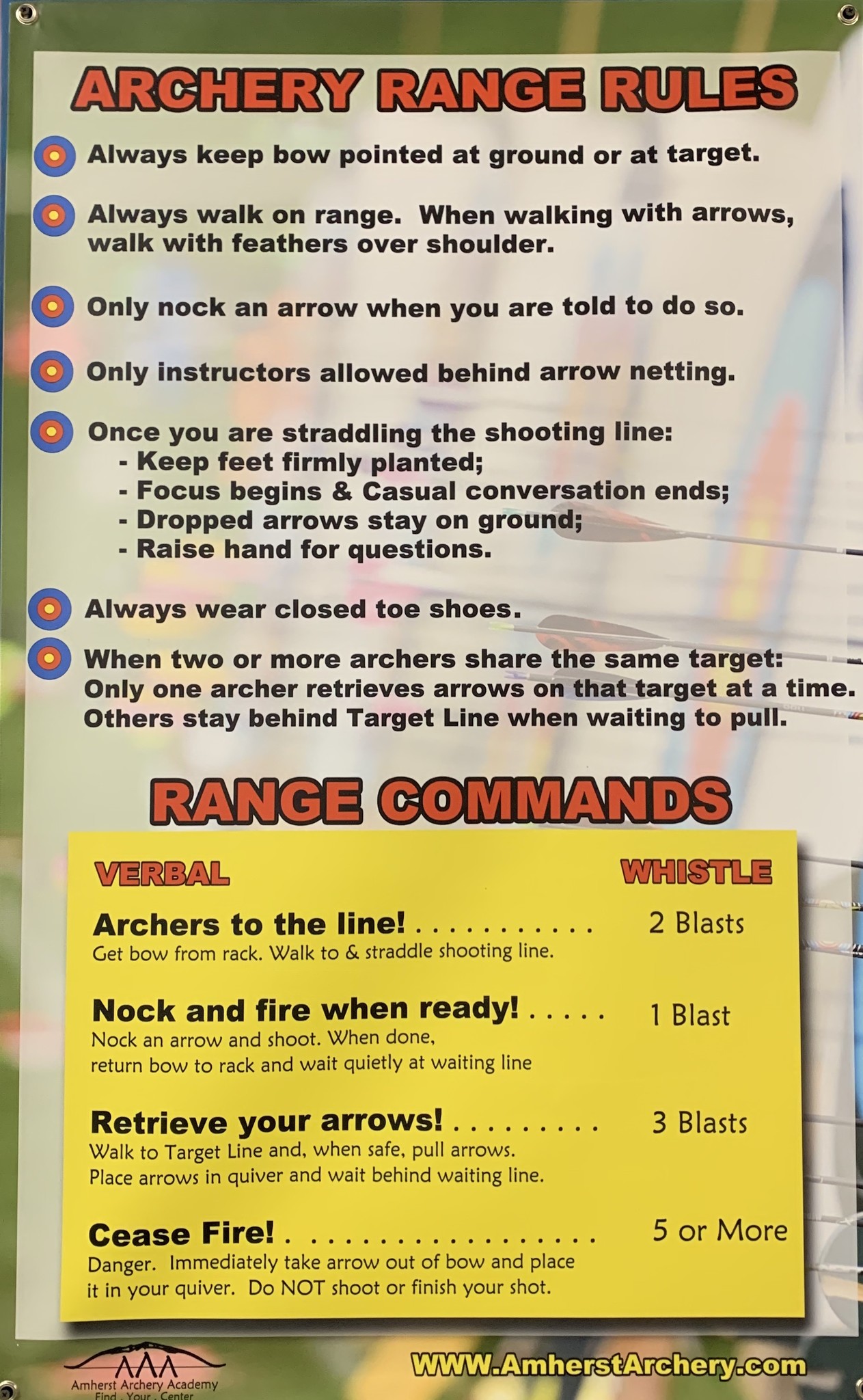 dragonfly archery archery range rules poster