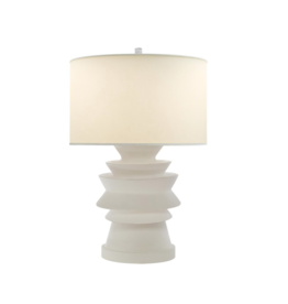 Stacked Disk Table Lamp w/ natural Percale shade