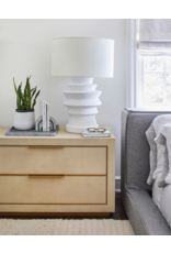 Stacked Disk Table Lamp w/ natural Percale shade