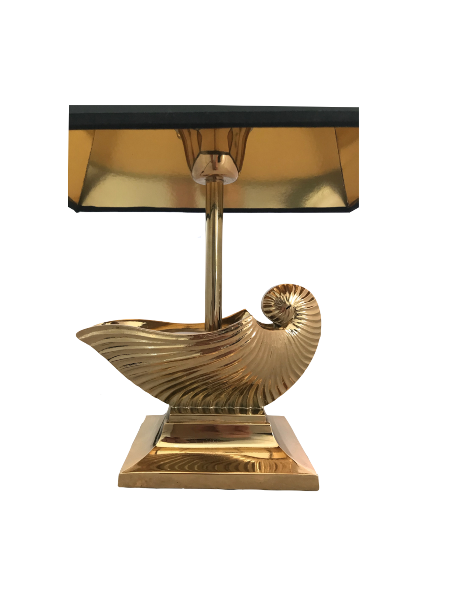 French Gilt Metal Nautilus Shell Table Lamp - Tiffany Farha Design