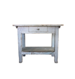 19th Century French Blue Painted Farmhouse Table