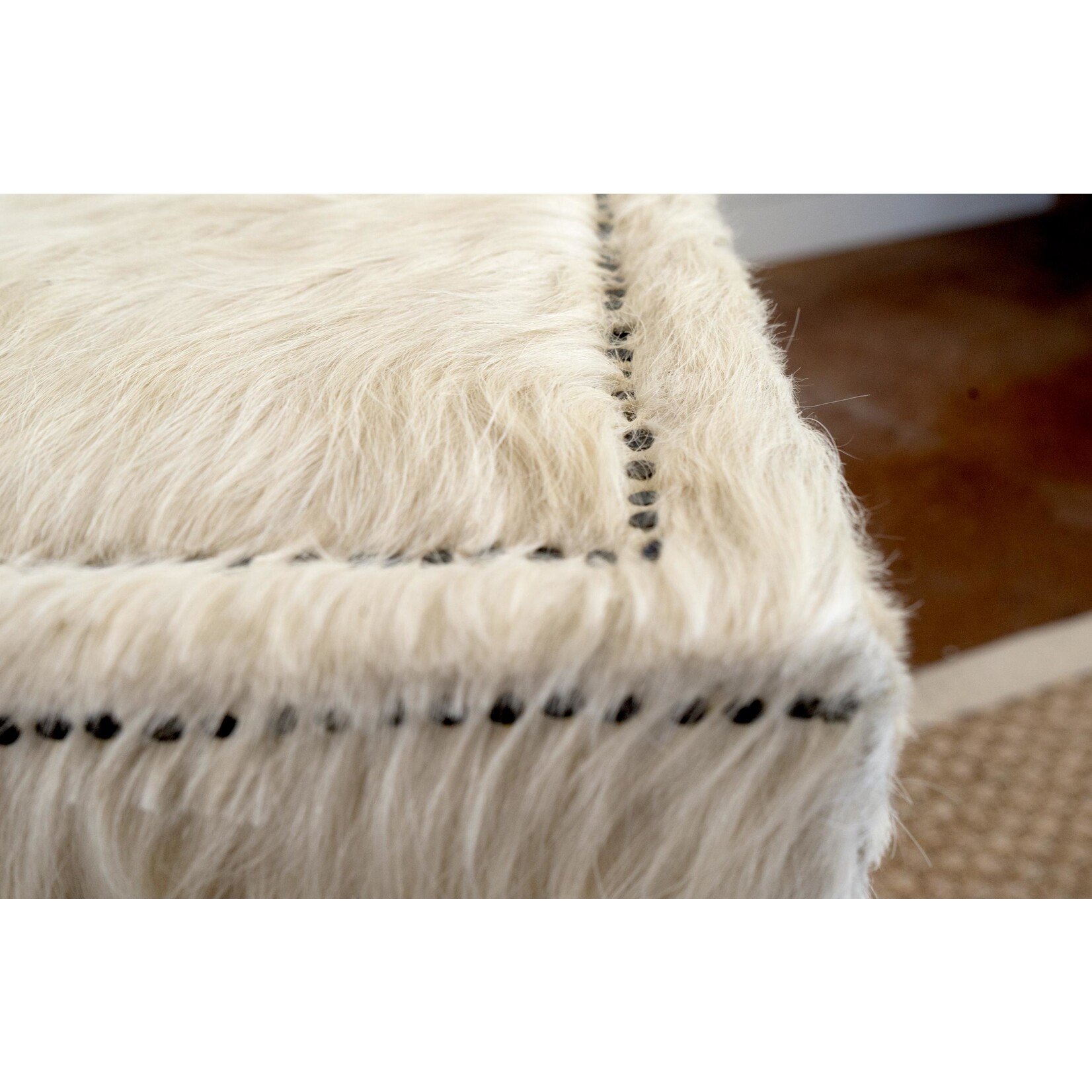 Vintage Cowhide Winter Coat Coffee Table