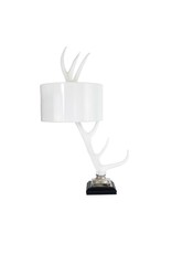 Barbara Cosgrove White Resin Antler Lamp With White Lacquer Shade
