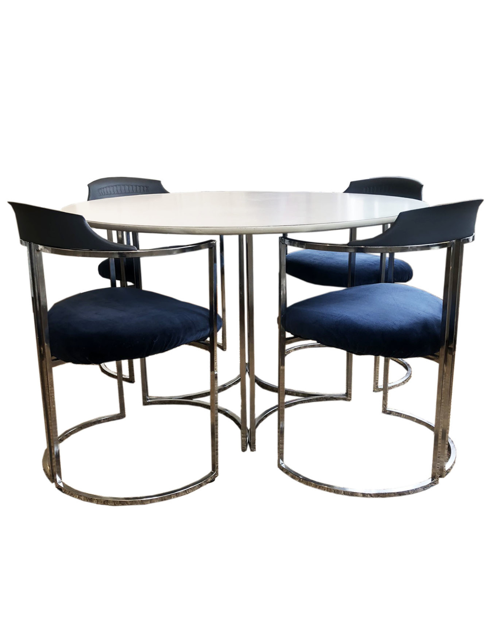 Mid-Century Modern Daystrom Dining Chairs and Table with White Melamine Top