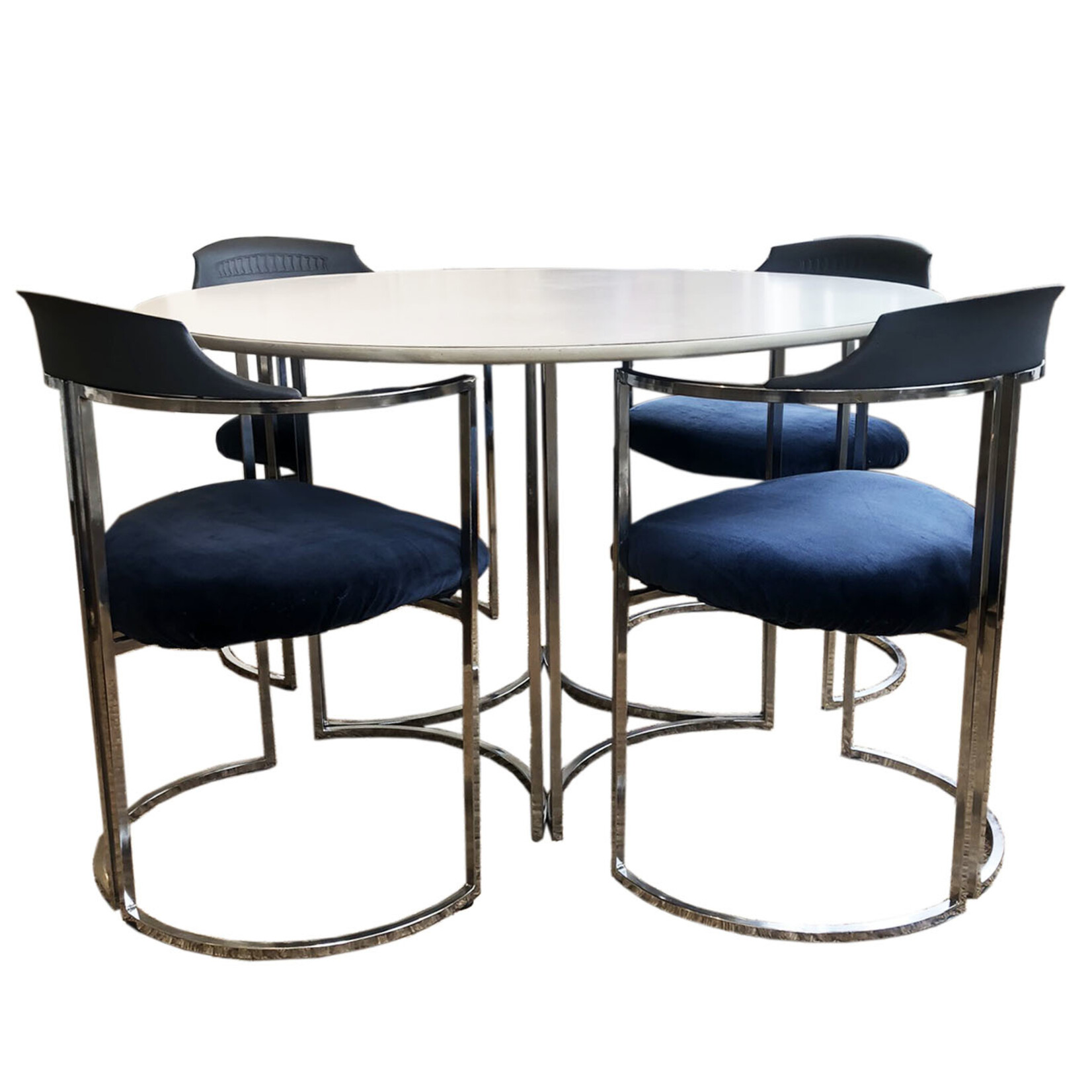 Mid-Century Modern Daystrom Dining Chairs and Table with White Melamine Top