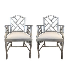 Vintage Chippendale Armchairs, a Pair