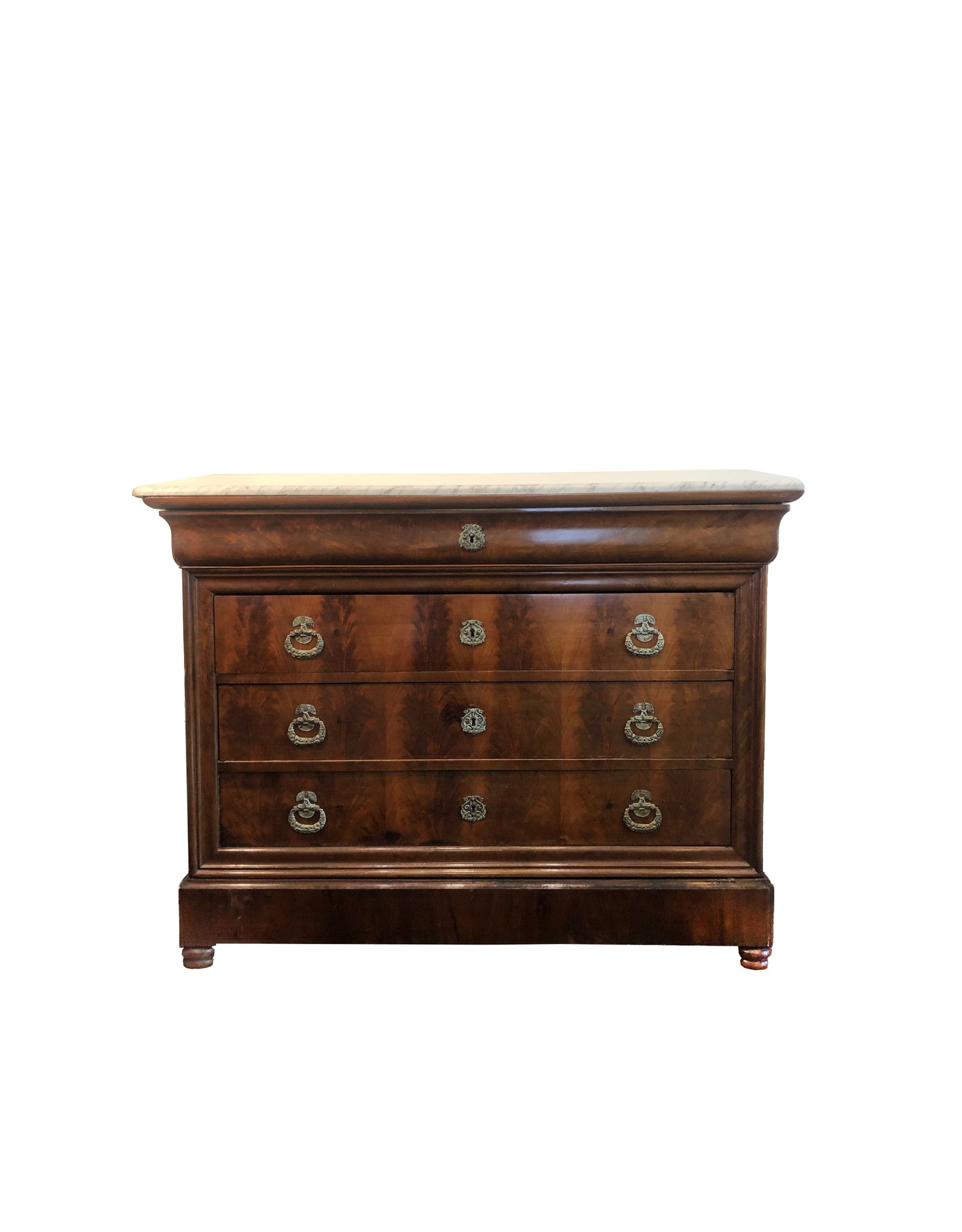 French Louis Philippe Style Commode with White Marble Top