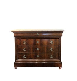 French Louis Philippe Style Commode with White Marble Top