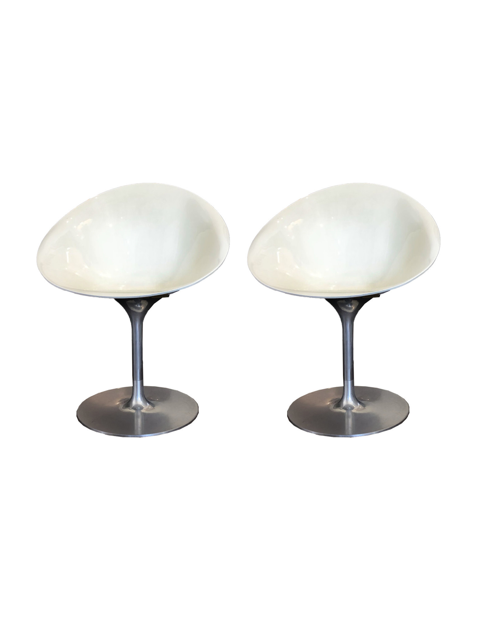 Philippe Starck for Kartell White Eros Swivel Italian Chairs, Set of 2