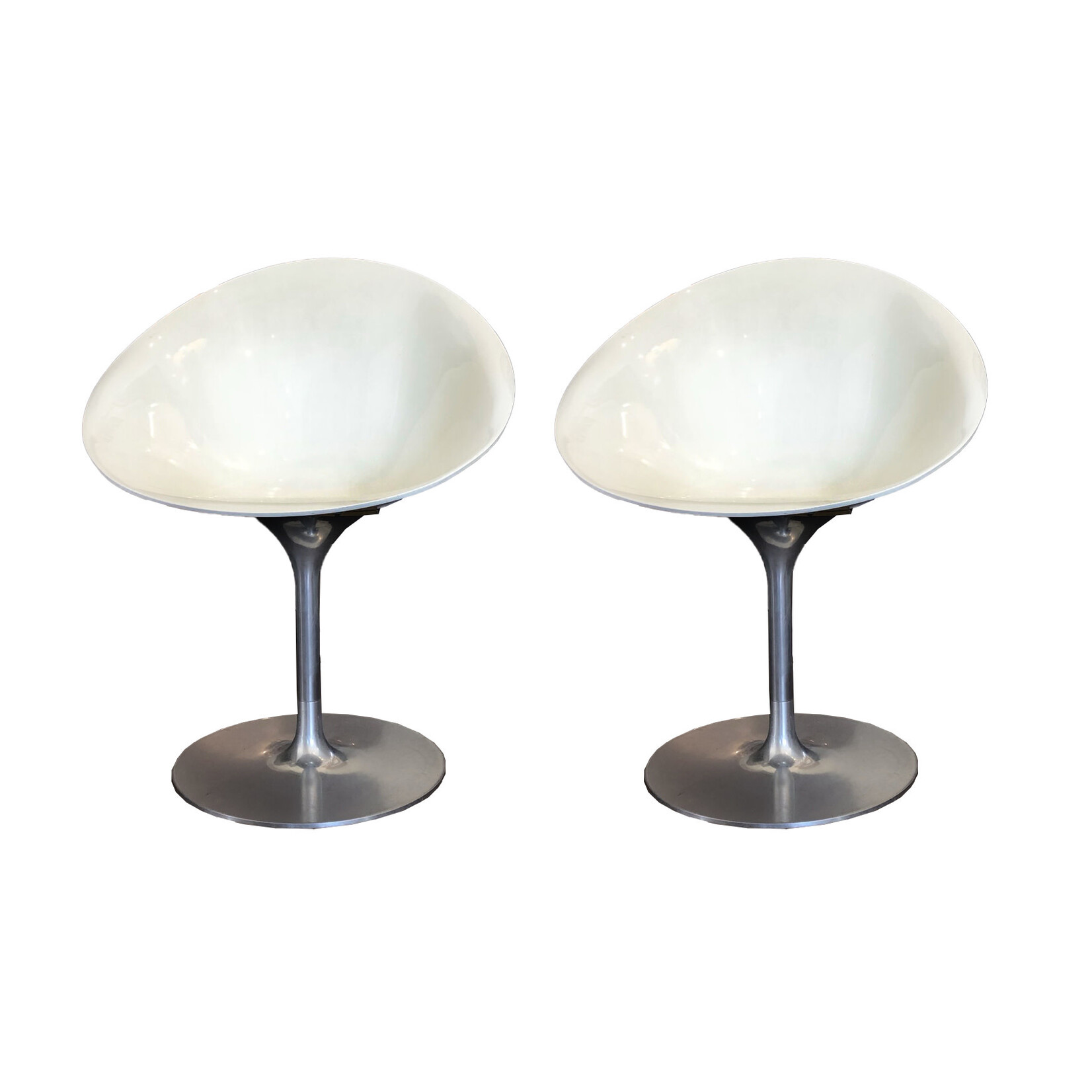 Philippe Starck for Kartell White Eros Swivel Italian Chairs, Set of 2