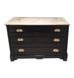 Antique Victorian Black Painted Commode