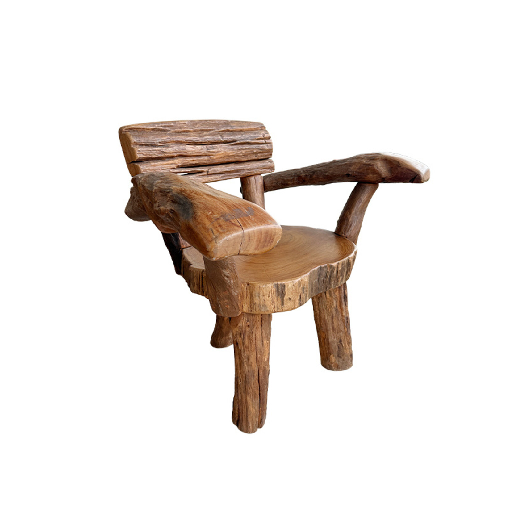 Early 20th Century Raw Wood Live Edge Chair